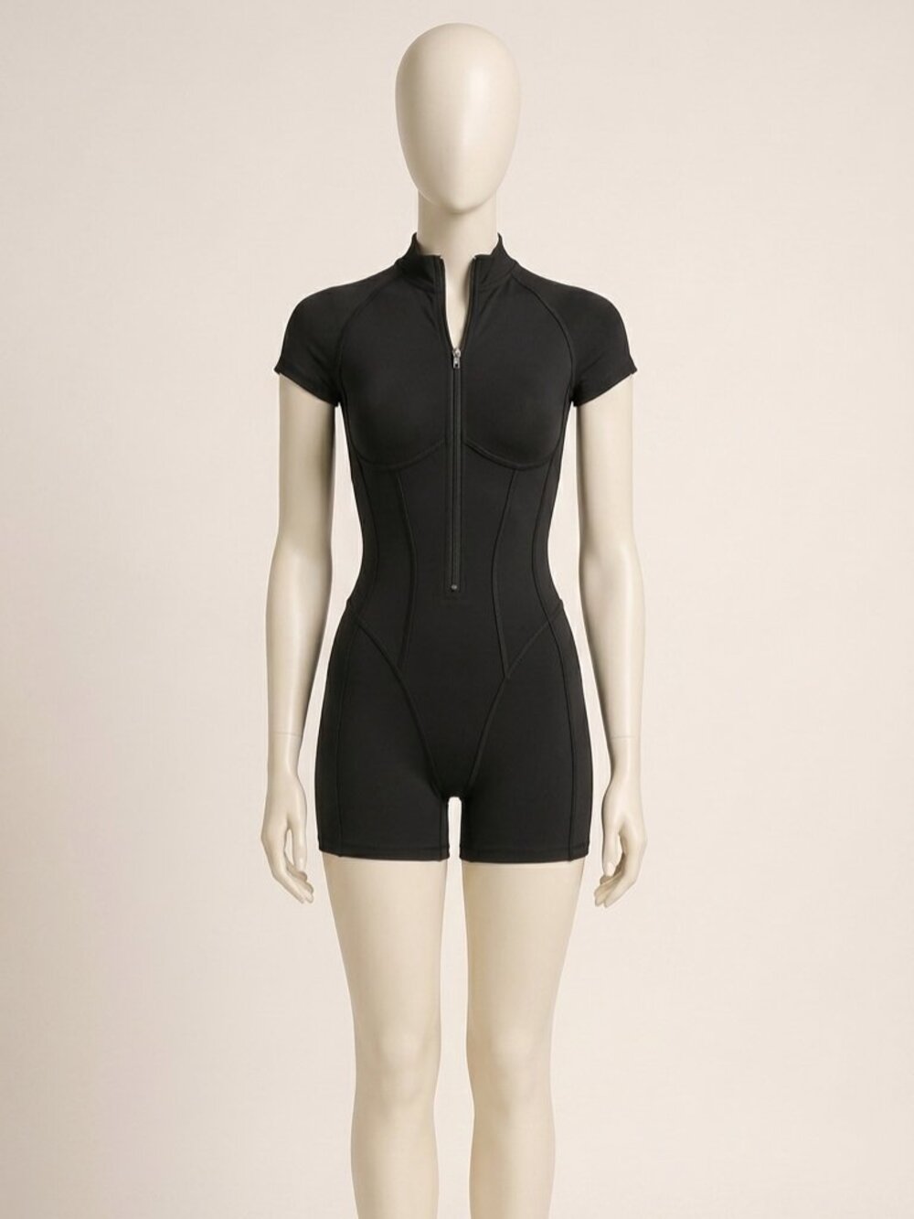NVWA Black Zip Front Sports Jumpsuit Size L High Stretch Athleisure Wear